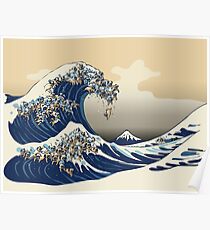 The Great Wave of Pugs Vanilla Sky Poster