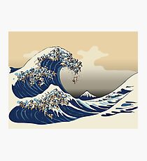 The Great Wave of Pugs Vanilla Sky Photographic Print