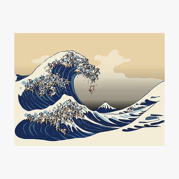 Item preview, The Great Wave of Pugs Vanilla Sky designed and sold by Huebucket.