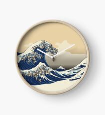 The Great Wave of Pugs Vanilla Sky Clock