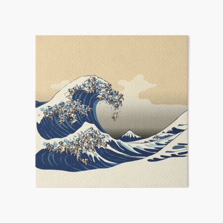 The Great Wave of Pugs Vanilla Sky Art Board Print