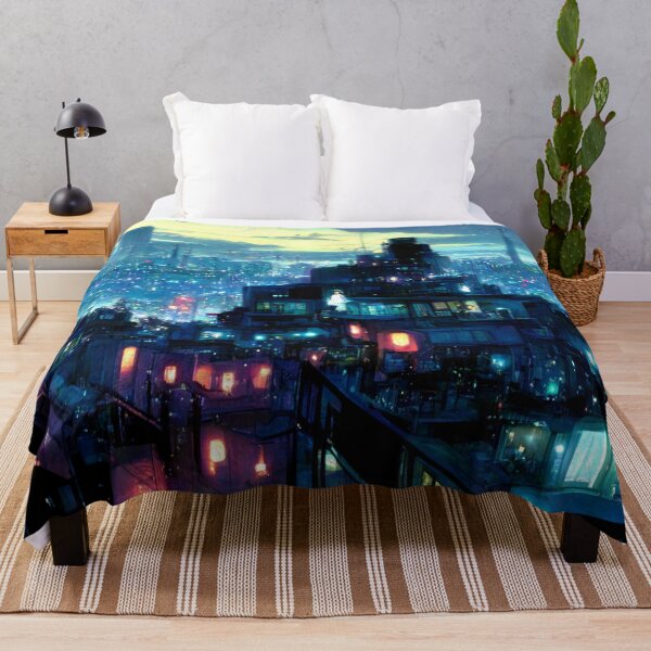 Item preview, Rooftop View of a Neon Cyberpunk City 2 designed and sold by Styxiann.
