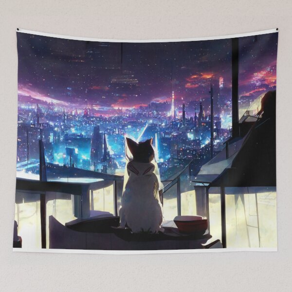 Item preview, Rooftop View of a Neon Cyberpunk City 4 designed and sold by Styxiann.