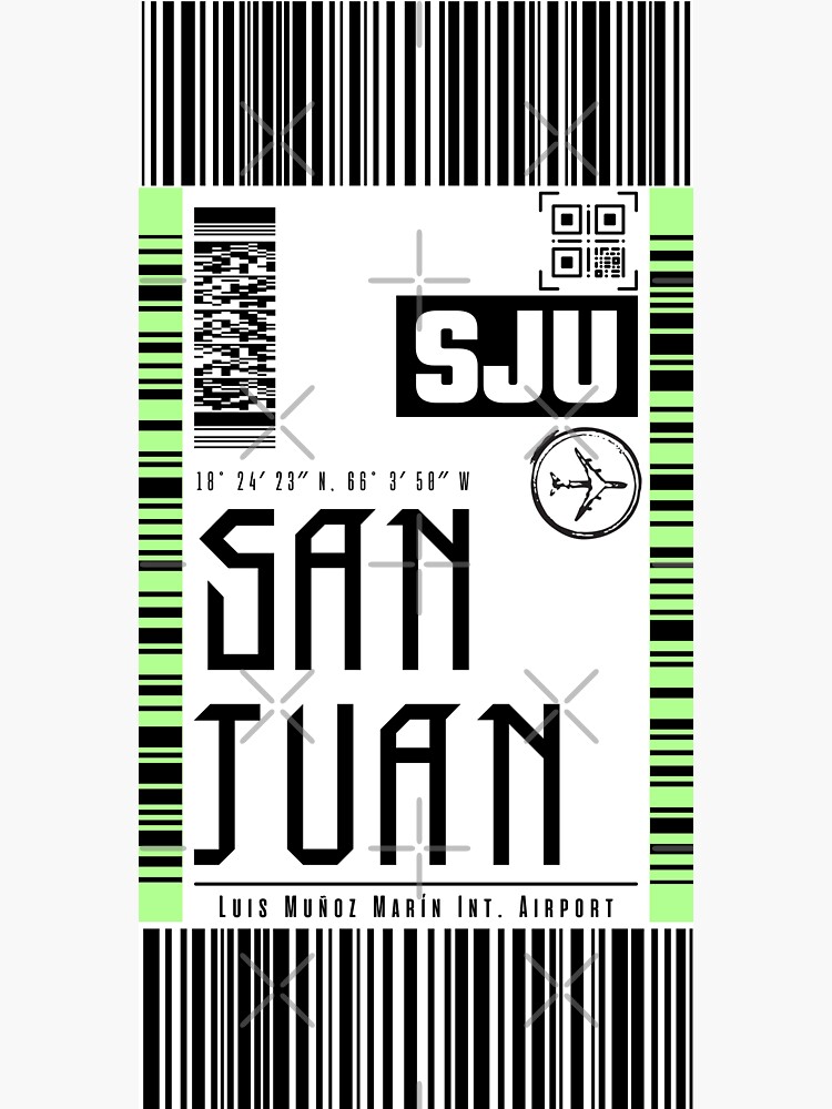 "SAN JUAN Puerto Rico Boarding pass Luggage sticker" Sticker for Sale by LeddsoDello Redbubble