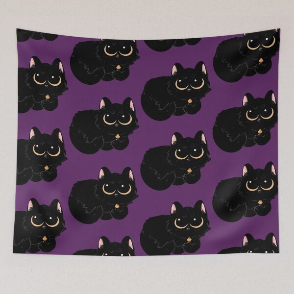 Item preview, floofy black cat designed and sold by DrowsyBee.