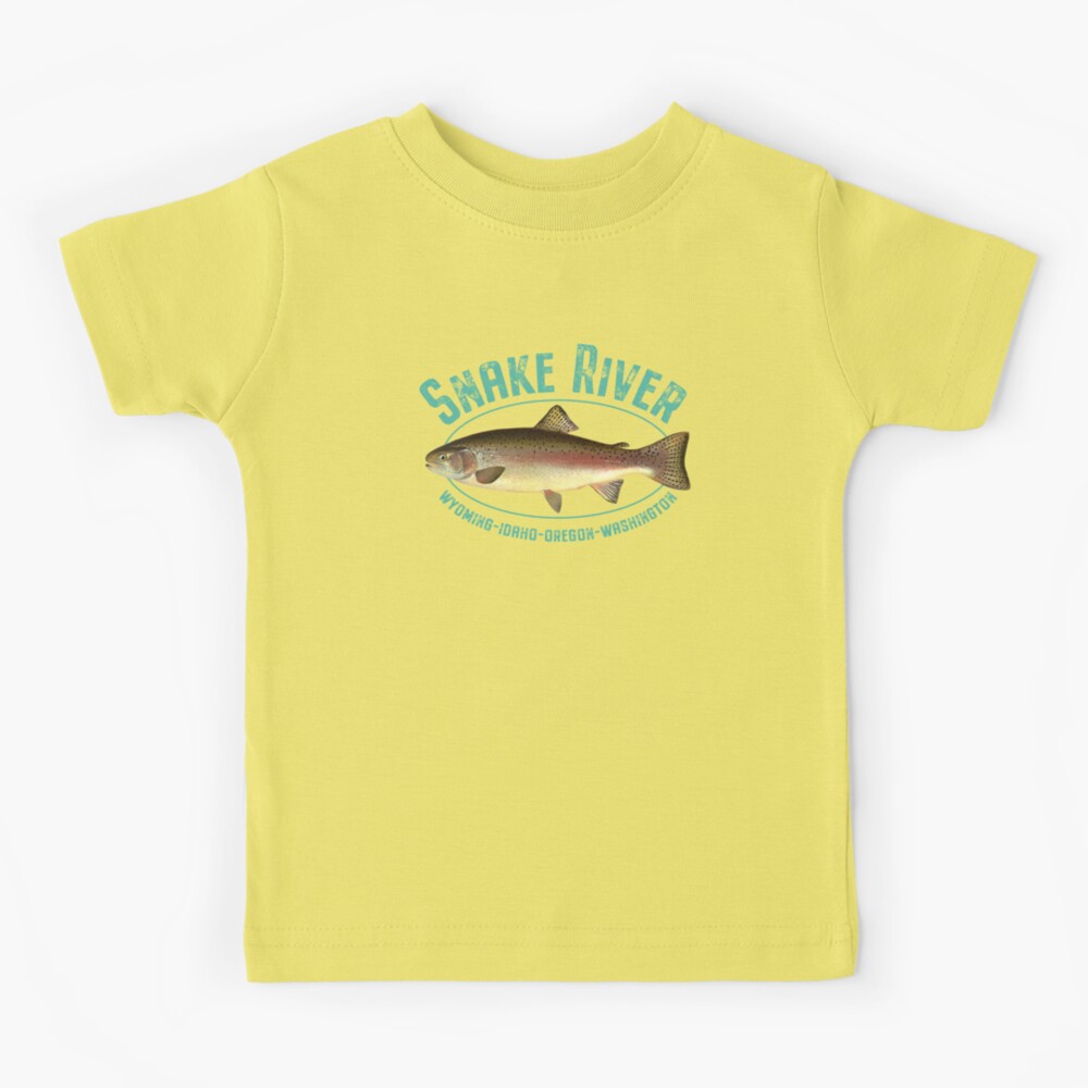 Man Fly Fishing In Snake River In Grand Kids T-Shirt by The Open