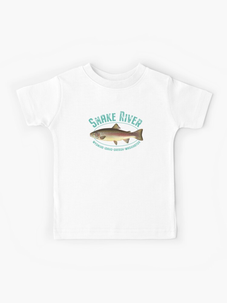 Man Fly Fishing In Snake River In Grand Kids T-Shirt by The Open