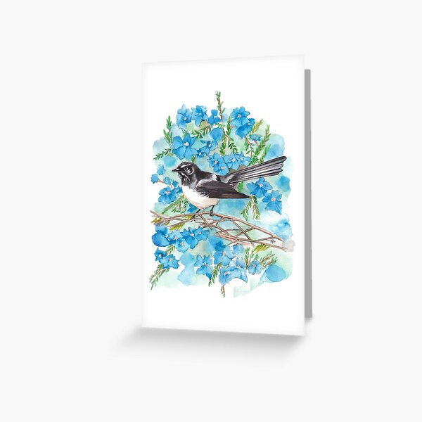 Willie Wagtail on Lechenaultia Greeting Card