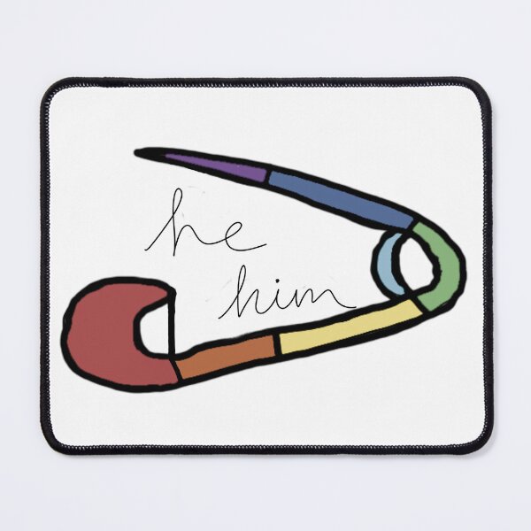 Item preview, He/him pronoun safety pin designed and sold by Turning-tortles.