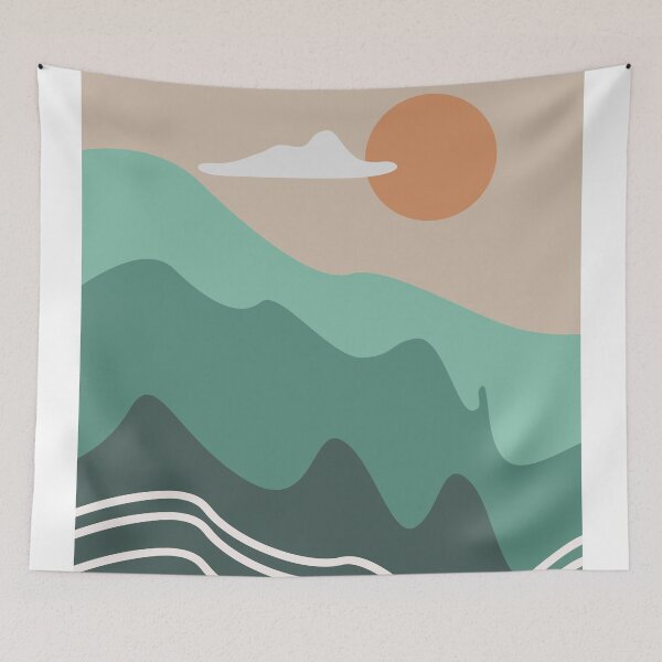 Item preview, Abstract  minimal modern art landscape, boho design in earth tone colors 35 designed and sold by vishalraifx.