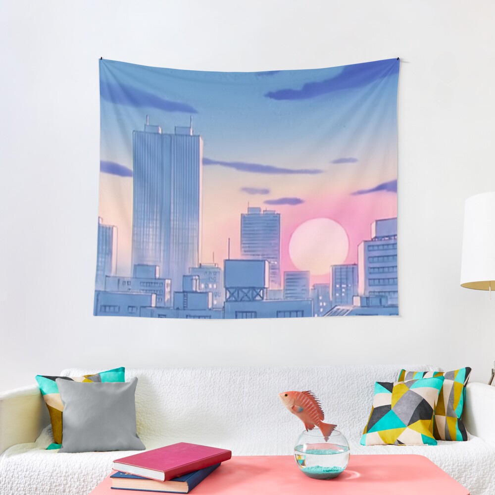 Sailor Moon City Landscape Tapestry