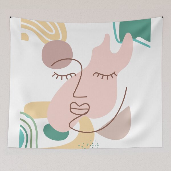 Item preview, Abstract  minimal modern art face, boho design in earth tone colors 2 designed and sold by vishalraifx.
