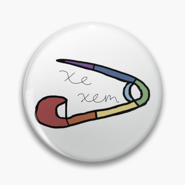 Item preview, xe/xem pronoun safety pin designed and sold by Turning-tortles.
