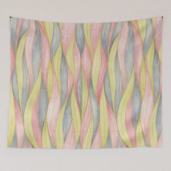 Item preview, Gray, pink and light green leaves with gold contours designed and sold by IrinaIkar.