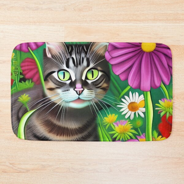 Item preview, Cute Tabby Cat in a Bright Garden designed and sold by pugmom4.