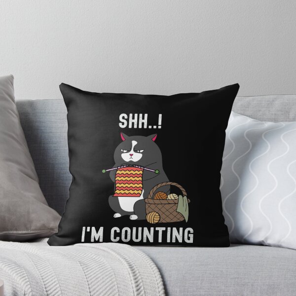 Item preview, Funny cat Shh I'm counting knitting yarn & crochet hook designed and sold by ibeargifts.