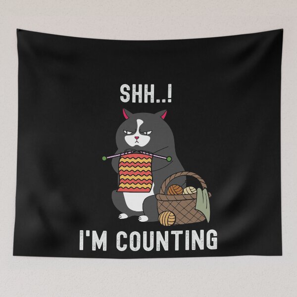Item preview, Funny cat Shh I'm counting knitting yarn & crochet hook designed and sold by ibeargifts.