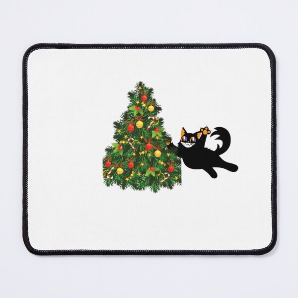 Item preview, Funny Black Cat Pushing Christmas Tree designed and sold by Echo Aesthetics.