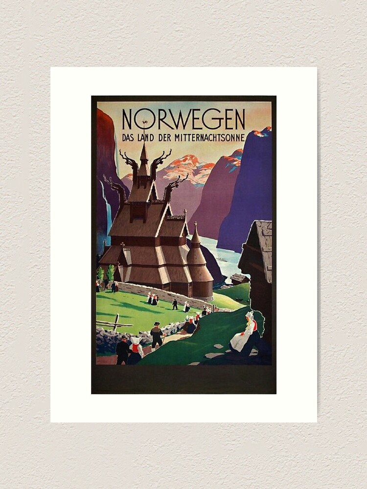 Nice France 1930 Retro Vintage Travel Poster Art Deco -  Norway