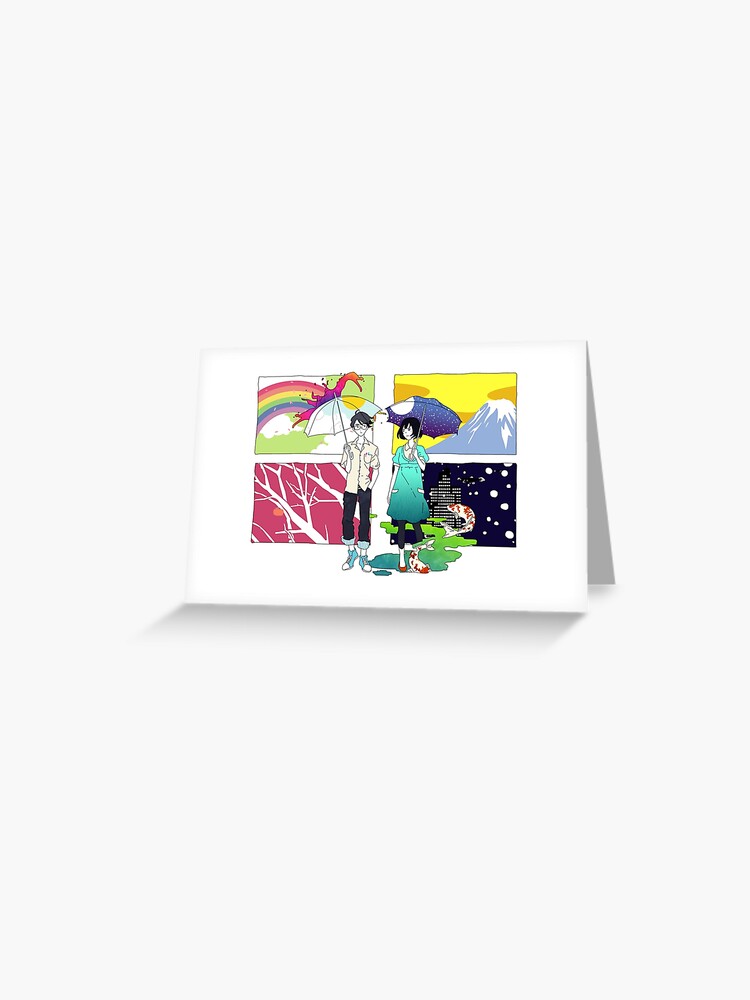 the tatami galaxy protagonist and akashi greeting card by mile redbubble the tatami galaxy protagonist and akashi greeting card by mile redbubble