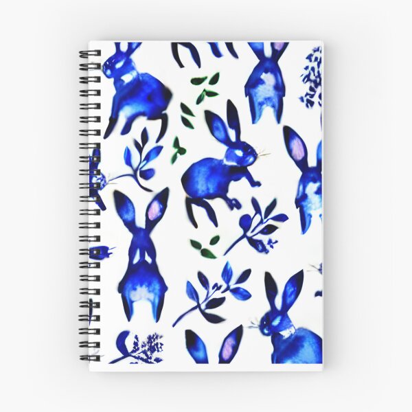 Item preview, Cute sweet funny rabbits, hare watercolor patterns, adorable blue and white animal patterns, watercolor blue and white pattern, hare patterns designed and sold by Artsareus.