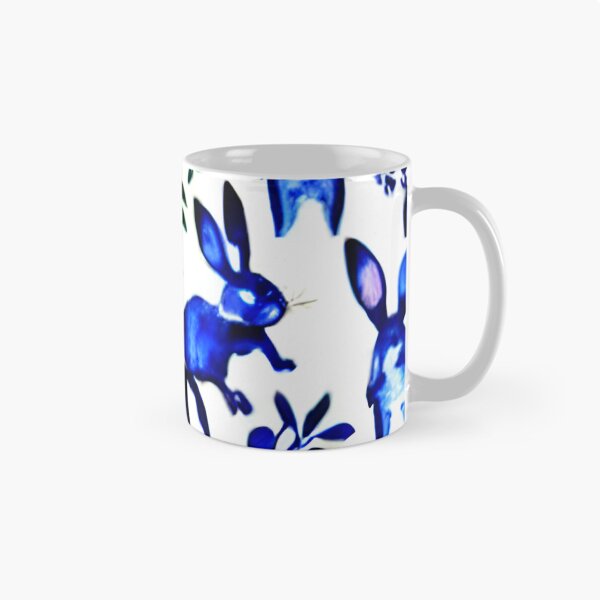 Item preview, Cute sweet funny rabbits, hare watercolor patterns, adorable blue and white animal patterns, watercolor blue and white pattern, hare patterns designed and sold by Artsareus.