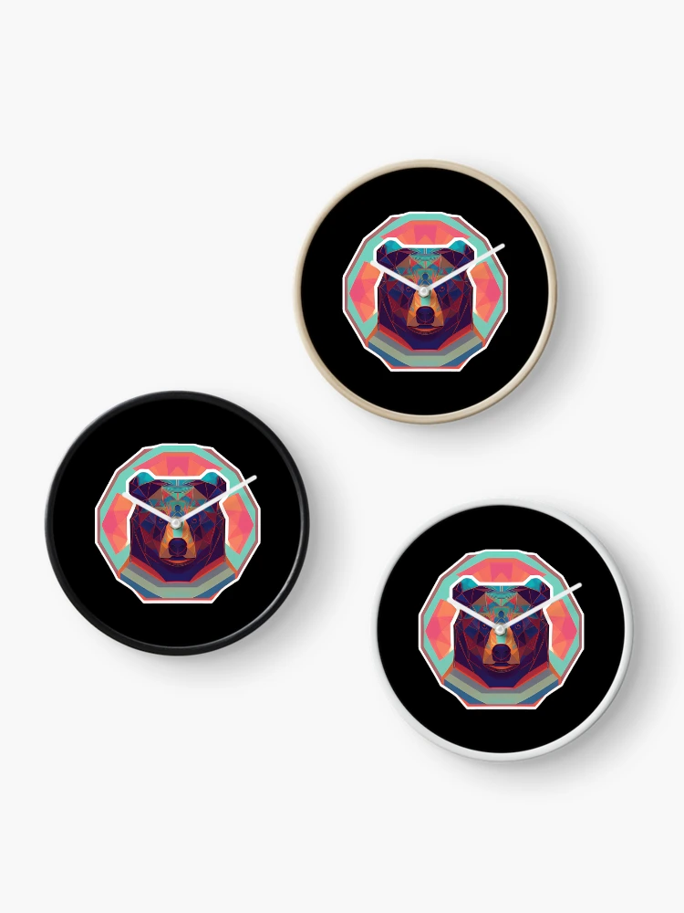 Thumbnail 3 of 4, Clock, Psychedelic Bear Sticker Abstract Design designed and sold by Litheon.