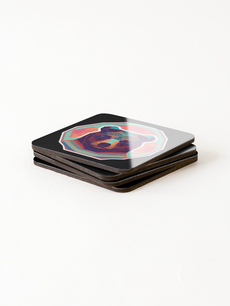 Thumbnail 4 of 5, Coasters (Set of 4), Psychedelic Bear Sticker Abstract Design designed and sold by Litheon.