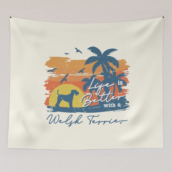 Item preview, Life is Better With Welsh Terrier Beach Sunset Retro Vintage designed and sold by rafaeltto.