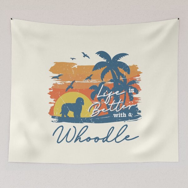 Item preview, Life is Better With Whoodle Beach Sunset Retro Vintage designed and sold by rafaeltto.