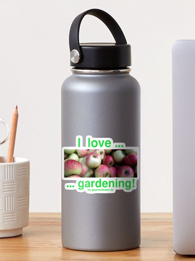 Sticker mit I love gardening - Äpfel, designt und verkauft von Gourmetkater