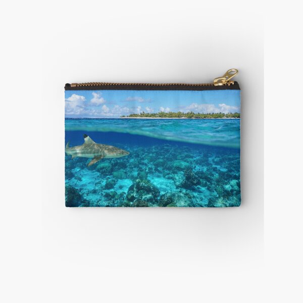 Item preview, Over under sea island and shark underwater Rangiroa designed and sold by Seaphotoart.