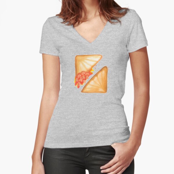 Jaffles: Baked Bean & Cheese Fitted V-Neck T-Shirt