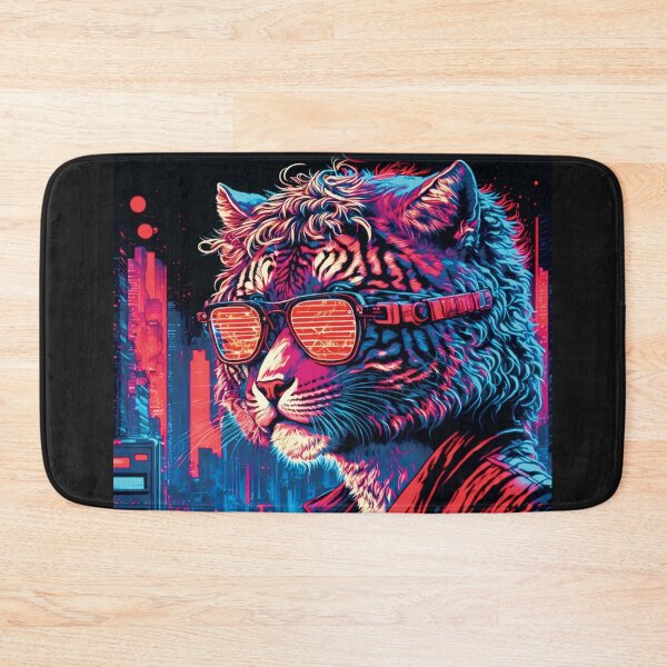 Item preview, Cyberpunk neon Tiger Cat #1 designed and sold by PhiloSophyEye.