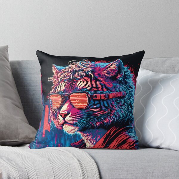 Item preview, Cyberpunk neon Tiger Cat #1 designed and sold by PhiloSophyEye.