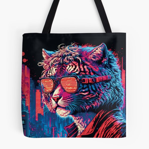 Item preview, Cyberpunk neon Tiger Cat #1 designed and sold by PhiloSophyEye.