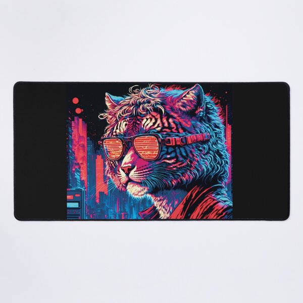 Item preview, Cyberpunk neon Tiger Cat #1 designed and sold by PhiloSophyEye.
