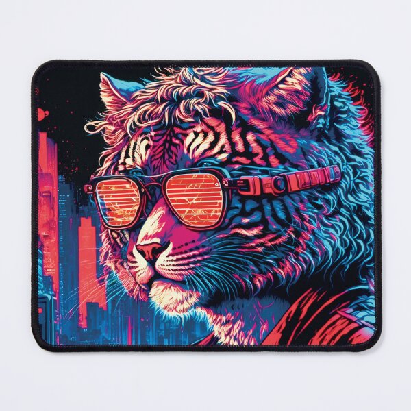Item preview, Cyberpunk neon Tiger Cat #1 designed and sold by PhiloSophyEye.