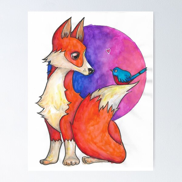 Item preview, Fox And Blue Bird Cute Love designed and sold by DorysStories.