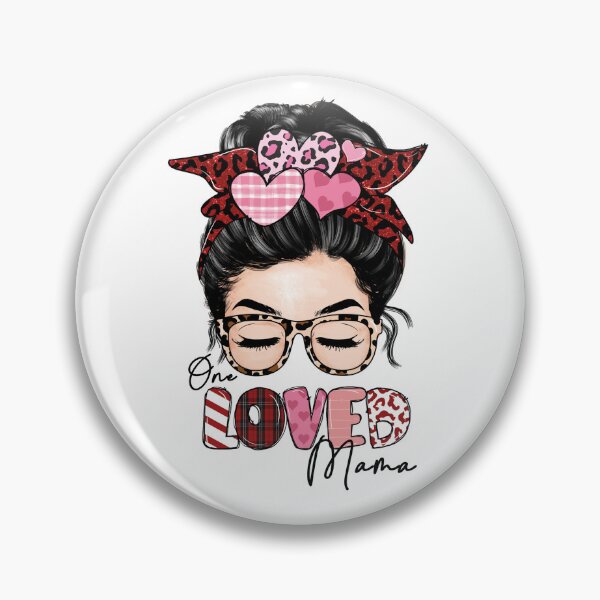 Item preview, One Loved Mama Funny Messy Bun Buffalo Plaid Valentines Day designed and sold by udhop.
