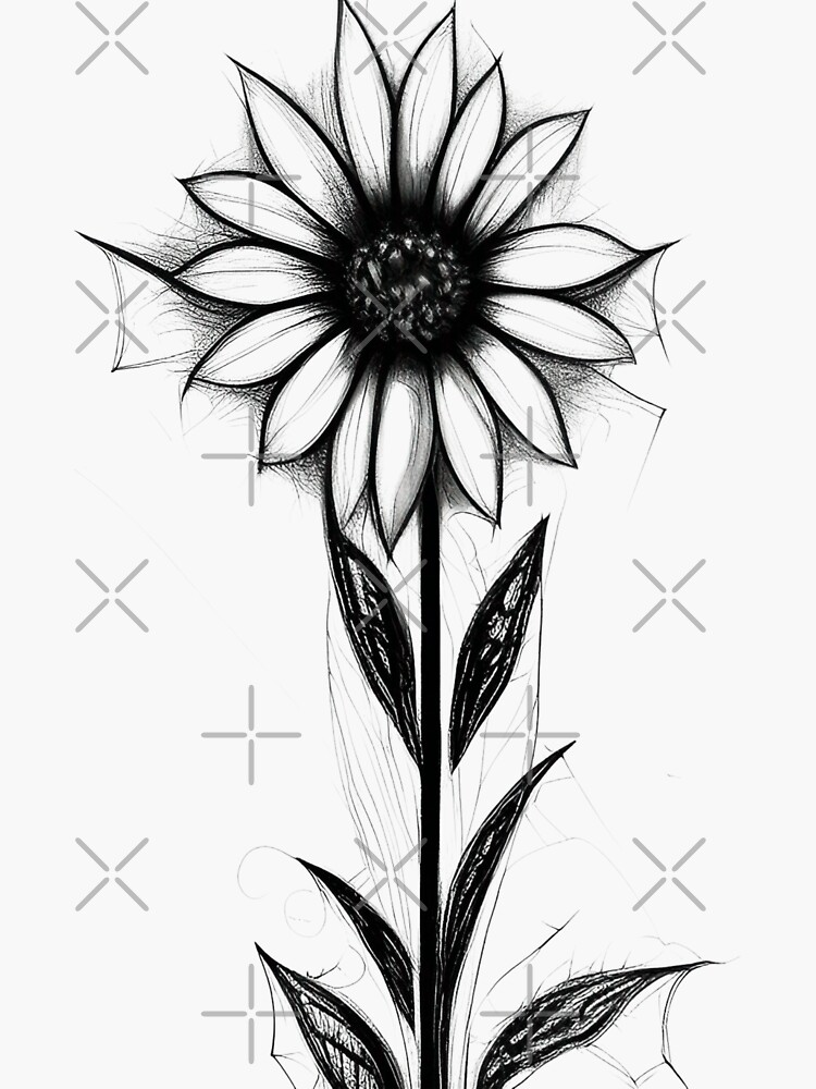 sunflower tattoo black and white, sunflower tattoo black, sunflower tattoo  design, outline sunflower tattoo drawing, simple sunflower tattoo stencil,  unique sunflower tattoo design, drawing unique sunflower tattoo design -  MasterBundles
