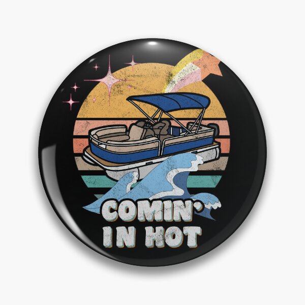 Item preview, Comin in hot Pontoon speed boat retro sunset father's day designed and sold by miraclemaker.
