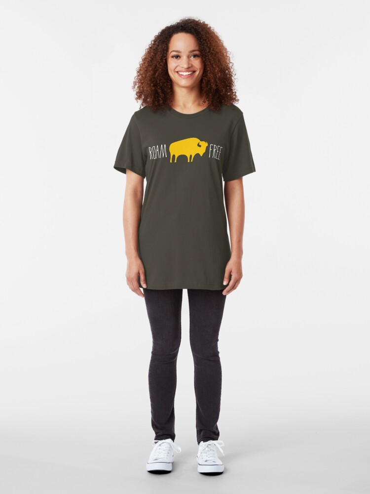 Alternate view of Roam Free Buffalo Bison Slim Fit T-Shirt