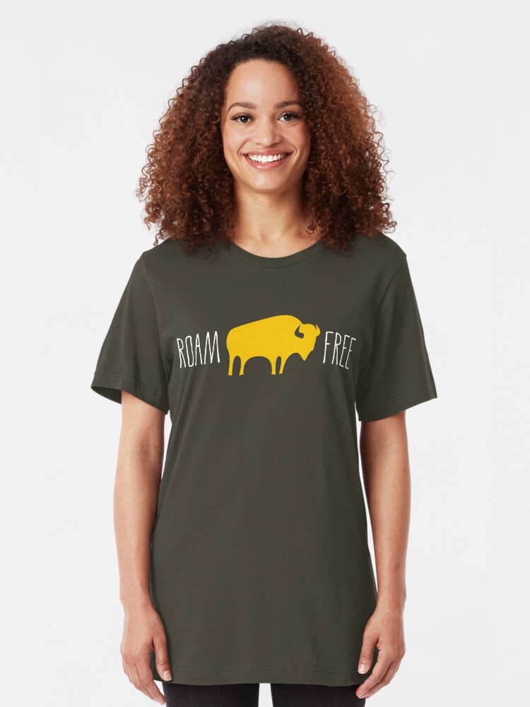 Alternate view of Roam Free Buffalo Bison Slim Fit T-Shirt
