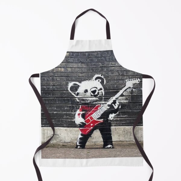 Item preview, Rockstar Teddy Bear playing an electric guitar | Banksy-inspired original street art stencil mural designed and sold by ArtworkbyEmmy.