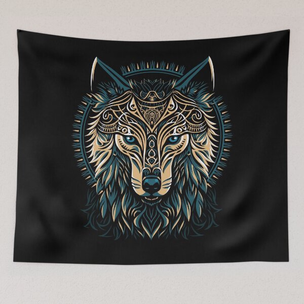 Item preview, golden shield tribal wolf designed and sold by albertocubatas.