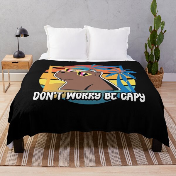 Item preview, Don't Worry Be Capy Funny Rodent Capabara Retro sunset summer beach designed and sold by miraclemaker.