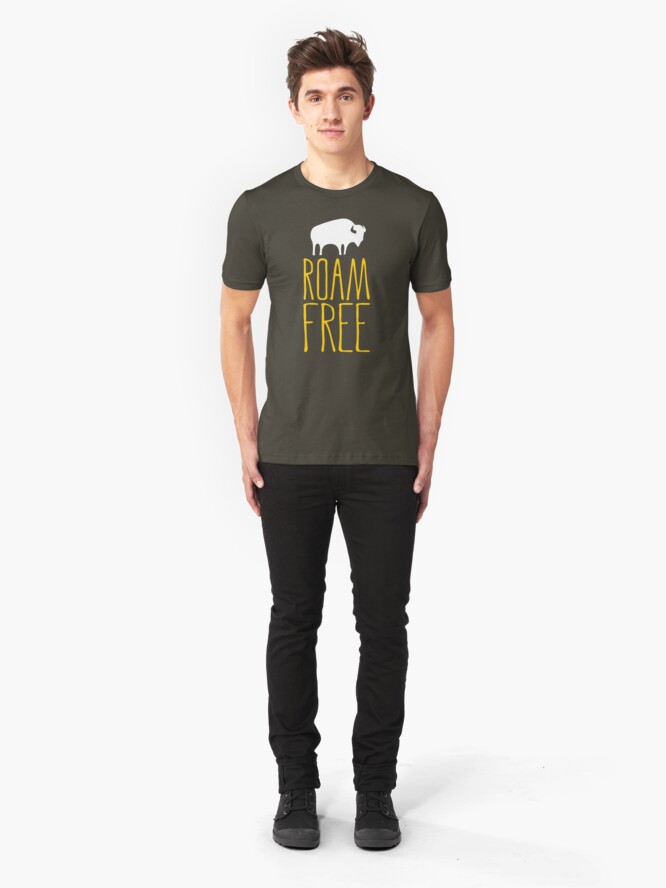 Alternate view of Roam Free Buffalo Bison Slim Fit T-Shirt