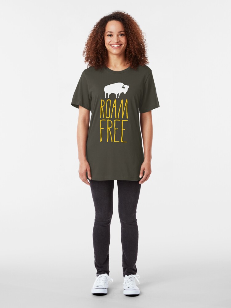 Alternate view of Roam Free Buffalo Bison Slim Fit T-Shirt