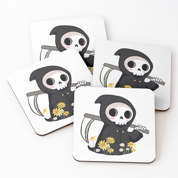 Item preview, Cute grim reaper with daisy flowers  designed and sold by Yarafantasyart.